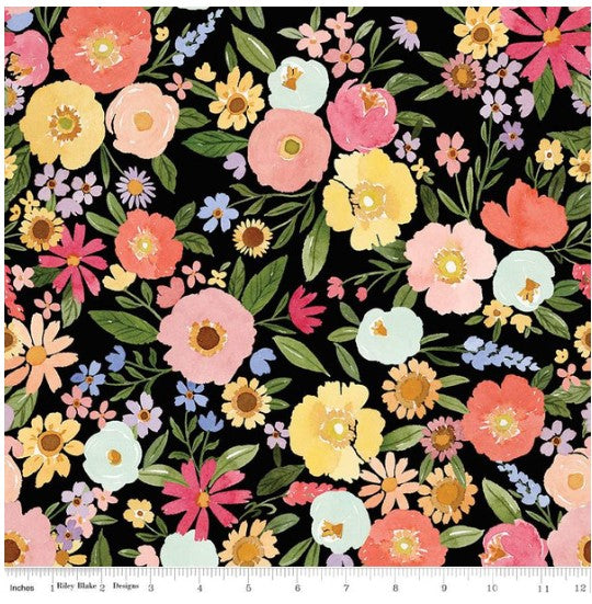 Flora on Black Fabric by Riley Blake Designs – Charm City Fabrics